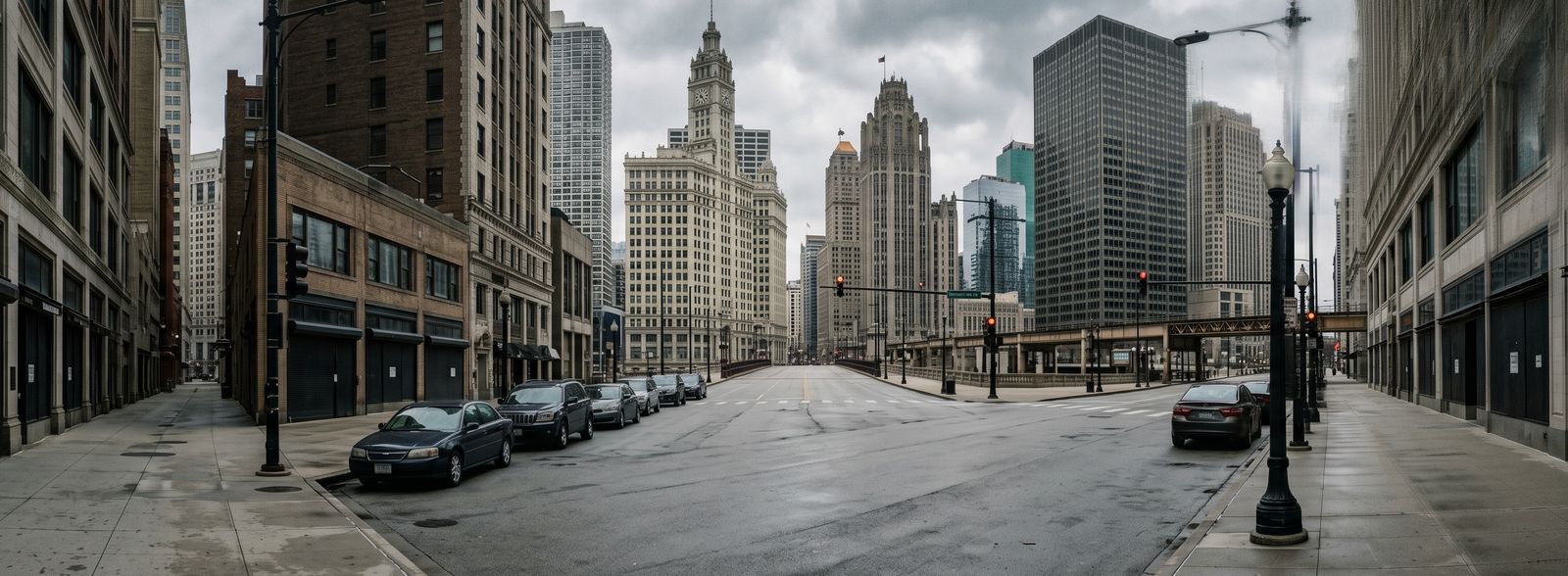 A deserted daytime Chicago street